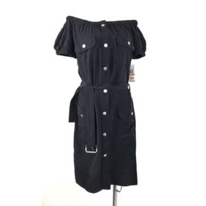 Michael Kors Shirt Dress Size Small Black Silk